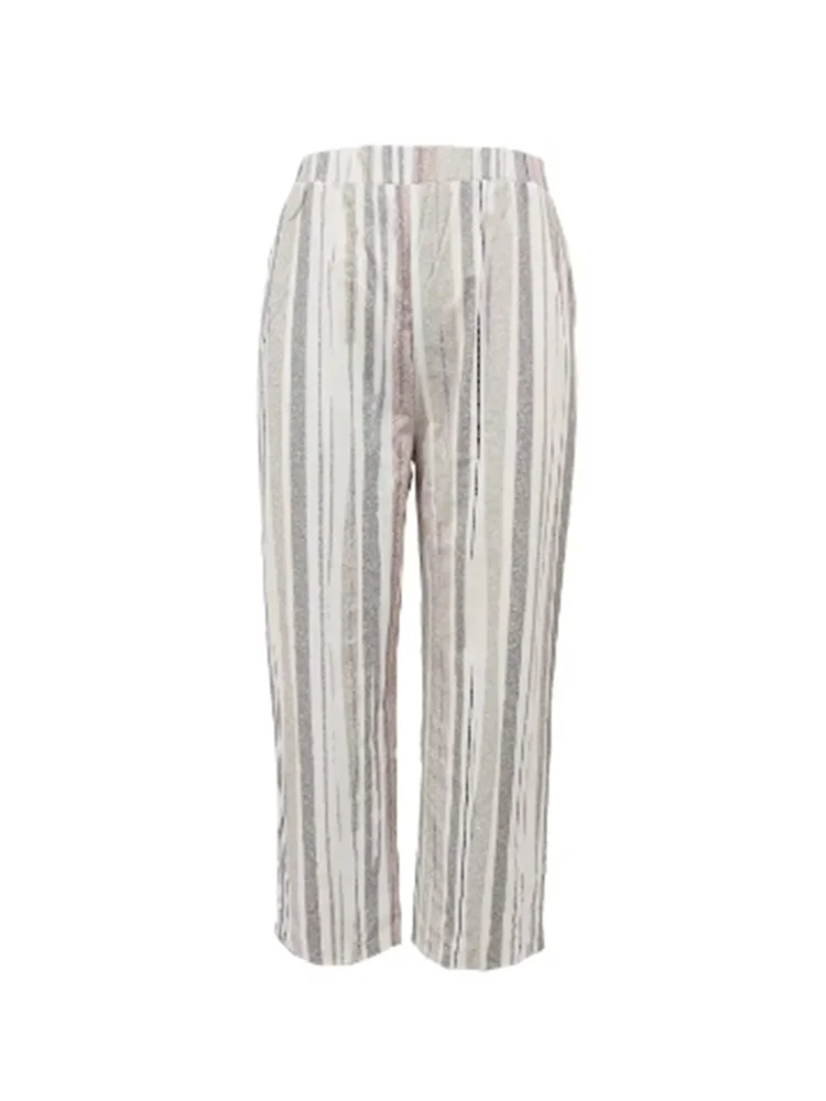 Mina | Losse Pasvorm - Gestreepte Colorblock Broek