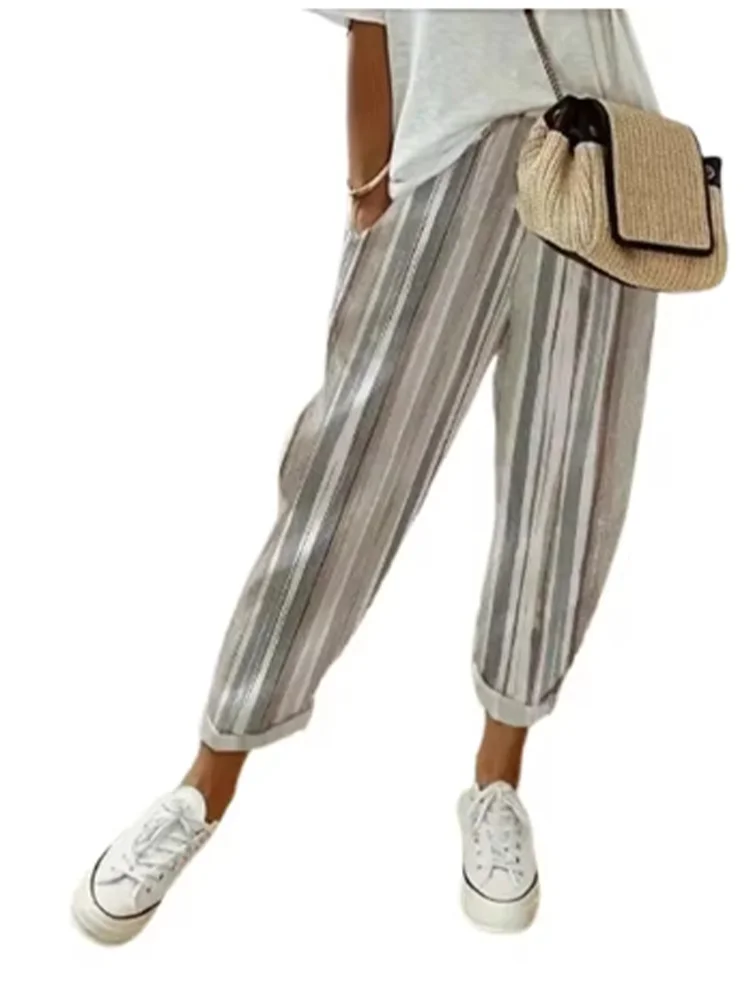 Mina | Losse Pasvorm - Gestreepte Colorblock Broek