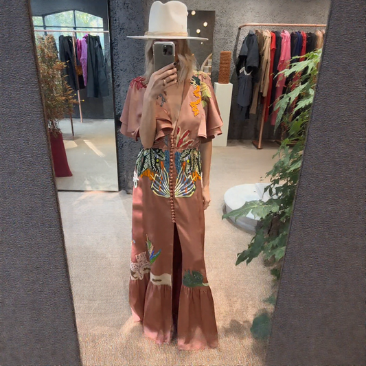 Zoe™ | Geborduurd Boho-Maxikleed