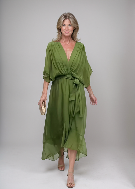 Aurora™ | Chiffon-Midikleed met Wikkeloptiek