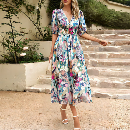 Rachelle - Midi-jurk met V-hals