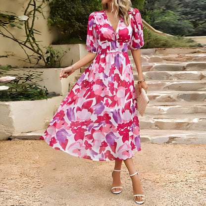 Rachelle - Midi-jurk met V-hals