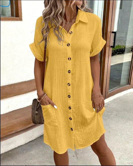Renata™ - Oversized Polo Jurk van geweven stof
