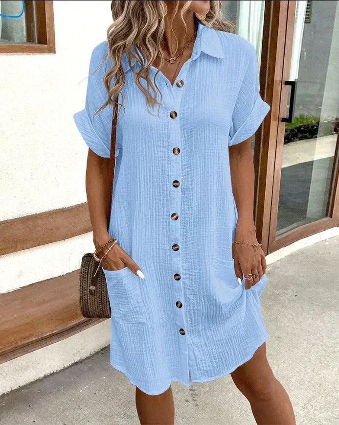 Renata™ - Oversized Polo Jurk van geweven stof