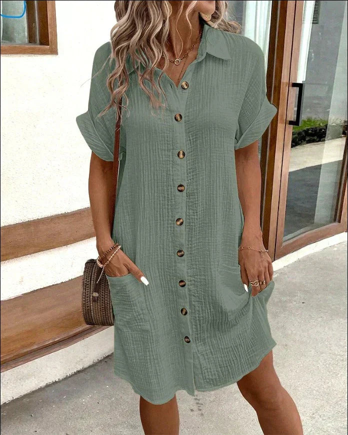 Renata™ - Oversized Polo Jurk van geweven stof