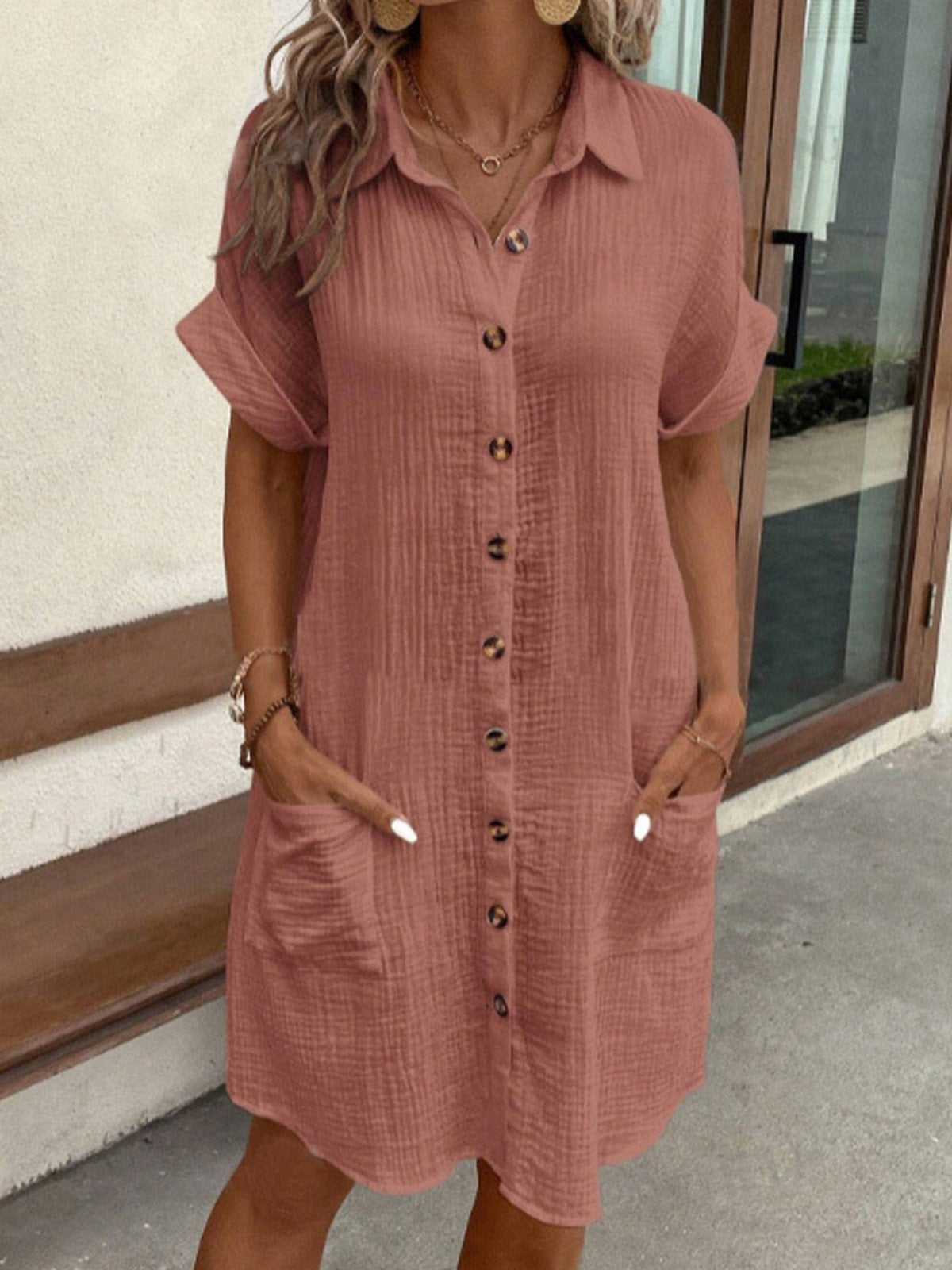 Renata™ - Oversized Polo Jurk van geweven stof