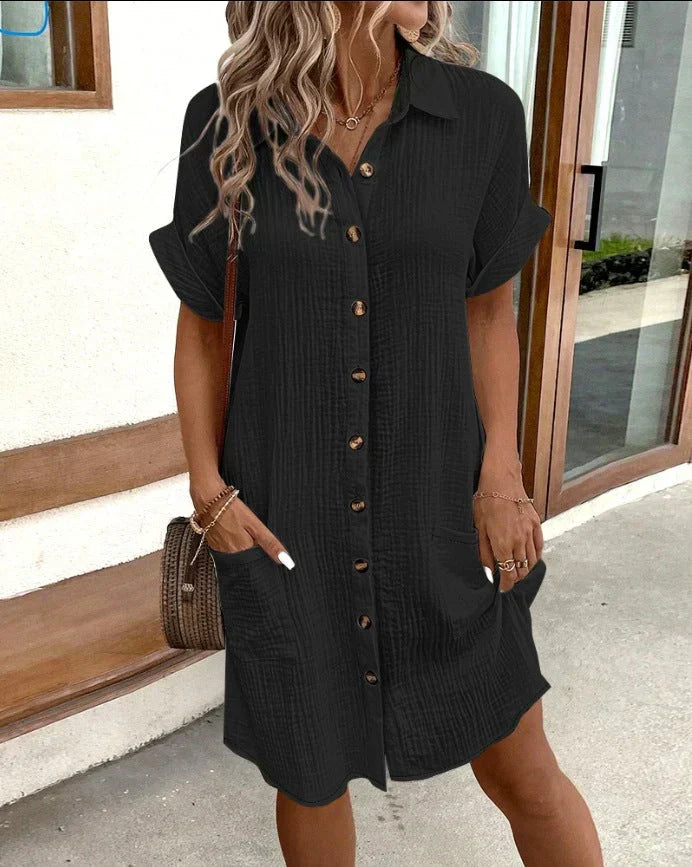 Renata™ - Oversized Polo Jurk van geweven stof