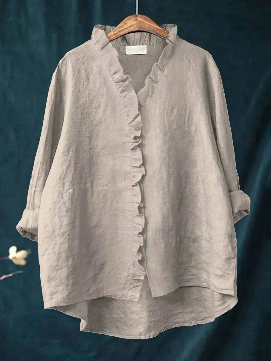 Samantha | Casual Katoen Linnen Ruffle Shirt