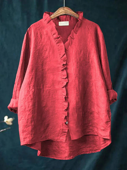 Samantha | Casual Katoen Linnen Ruffle Shirt