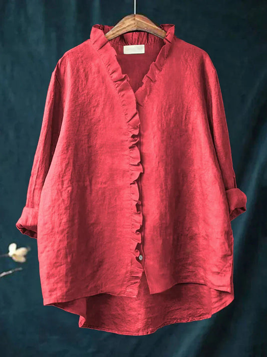 Samantha | Casual Katoen Linnen Ruffle Shirt