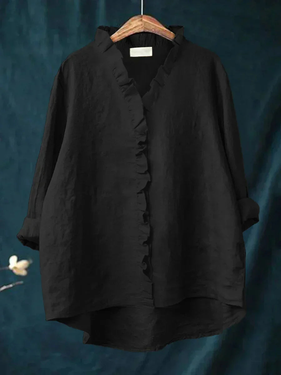 Samantha | Casual Katoen Linnen Ruffle Shirt