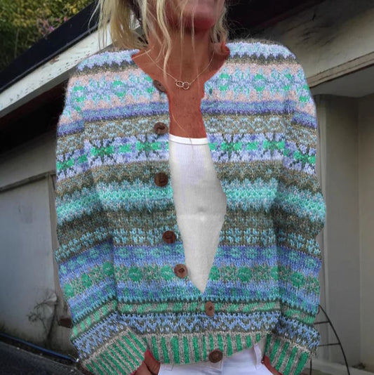 Rosie | Blauw vest met print