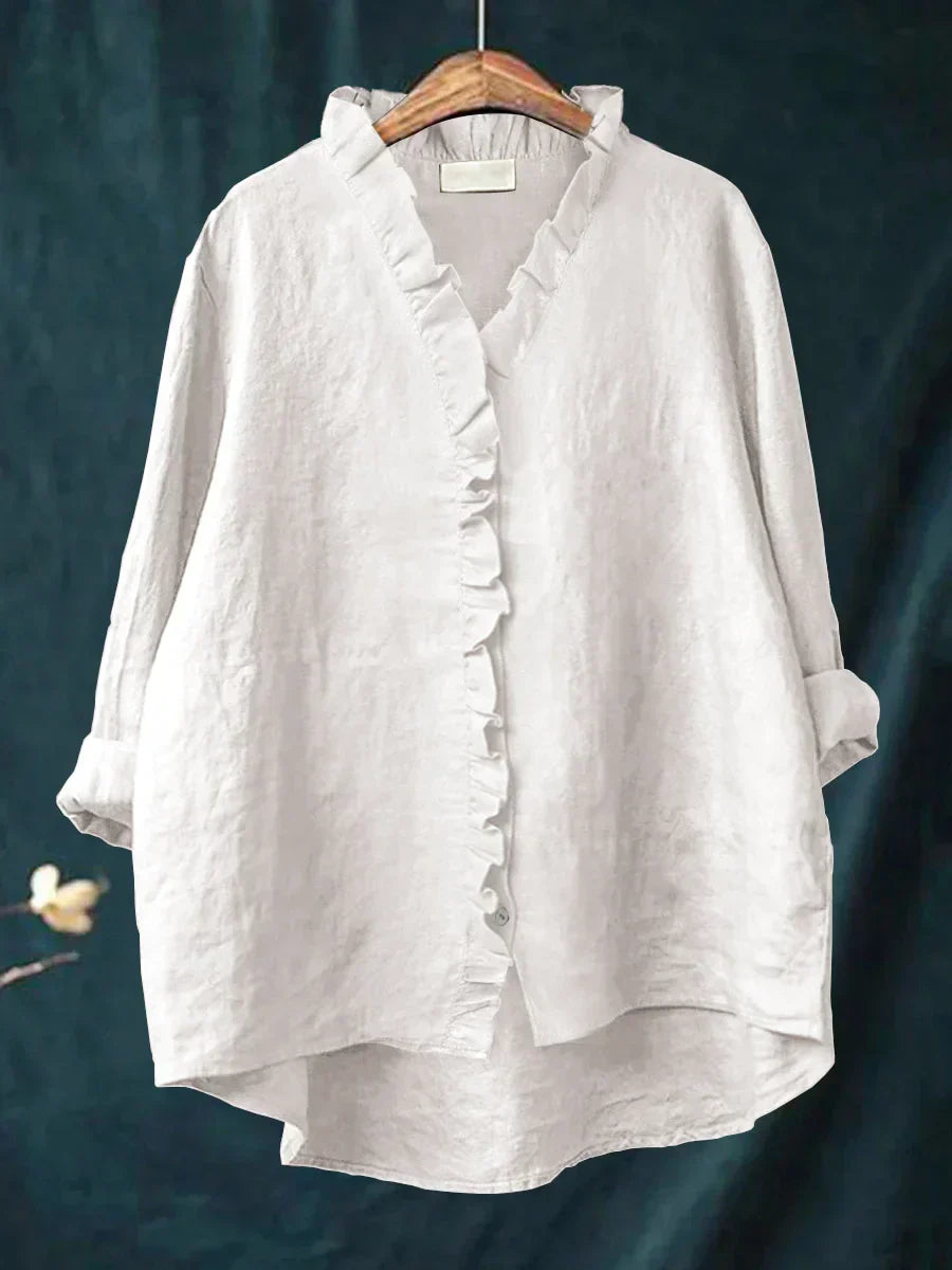Samantha | Casual Katoen Linnen Ruffle Shirt