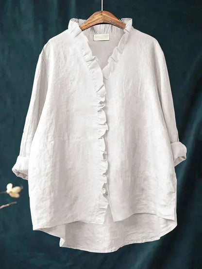 Samantha | Casual Katoen Linnen Ruffle Shirt