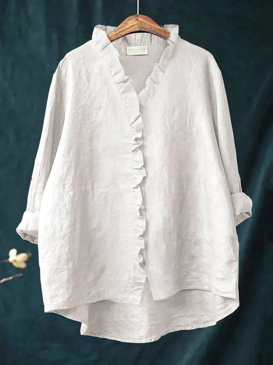 Samantha | Casual Katoen Linnen Ruffle Shirt