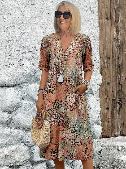 Helen | Elegante bloemige midi-jurk