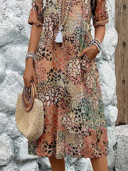 Helen | Elegante bloemige midi-jurk