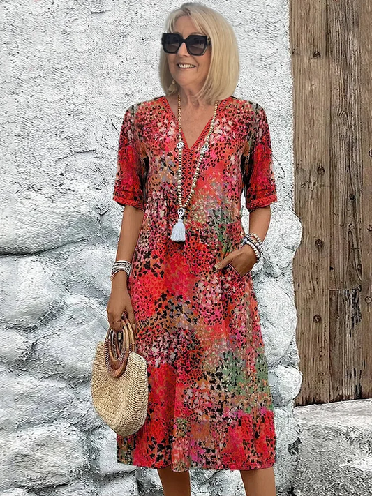 Helen | Elegante bloemige midi-jurk