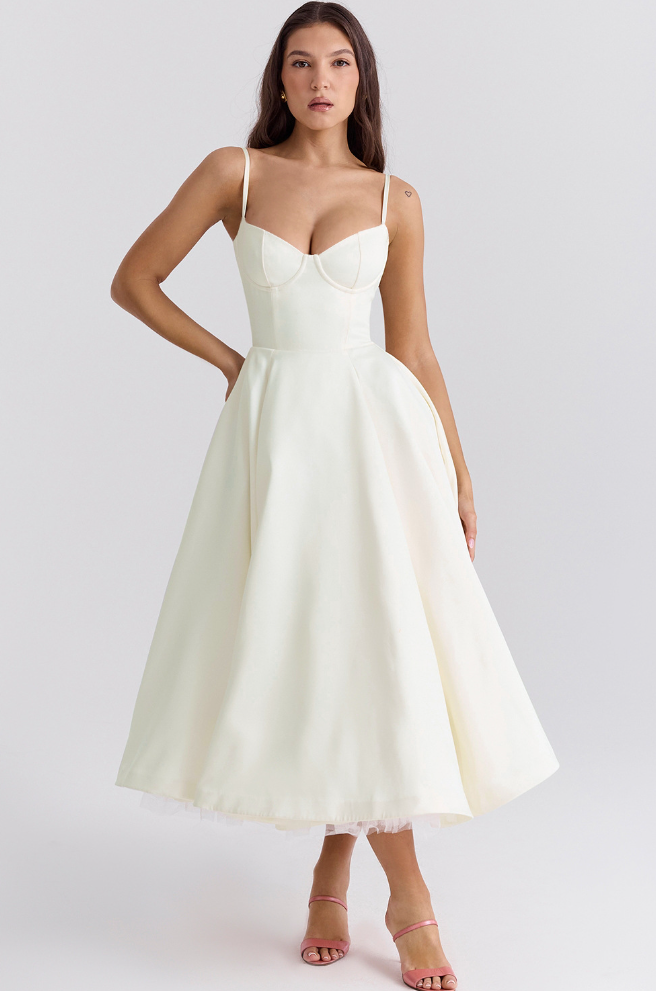 Jasmine™ | Satijnen Bustier Midi-jurk
