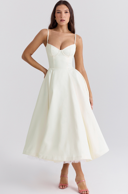 Jasmine™ | Satijnen Bustier Midi-jurk