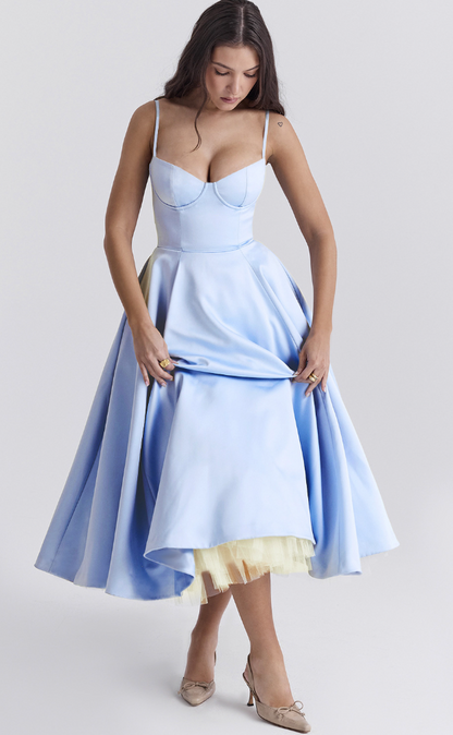 Jasmine™ | Satijnen Bustier Midi-jurk