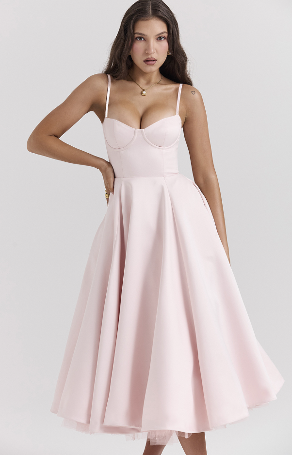 Jasmine™ | Satijnen Bustier Midi-jurk