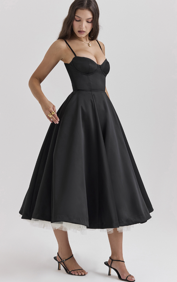 Jasmine™ | Satijnen Bustier Midi-jurk