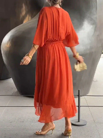 Aurora™ | Chiffon-Midikleed met Wikkeloptiek