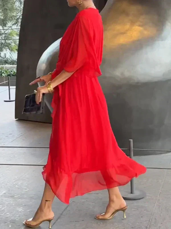 Aurora™ | Chiffon-Midikleed met Wikkeloptiek