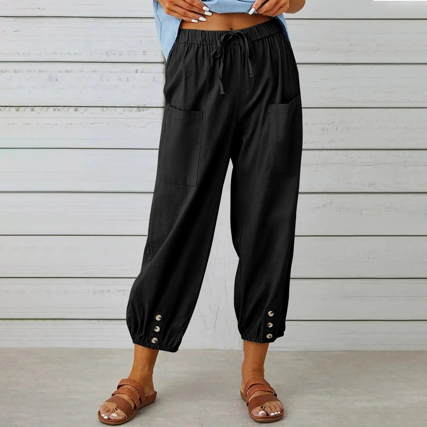 IVY | Vrouwen Zomer Katoen Linnen Broek Negen Minuten Broek